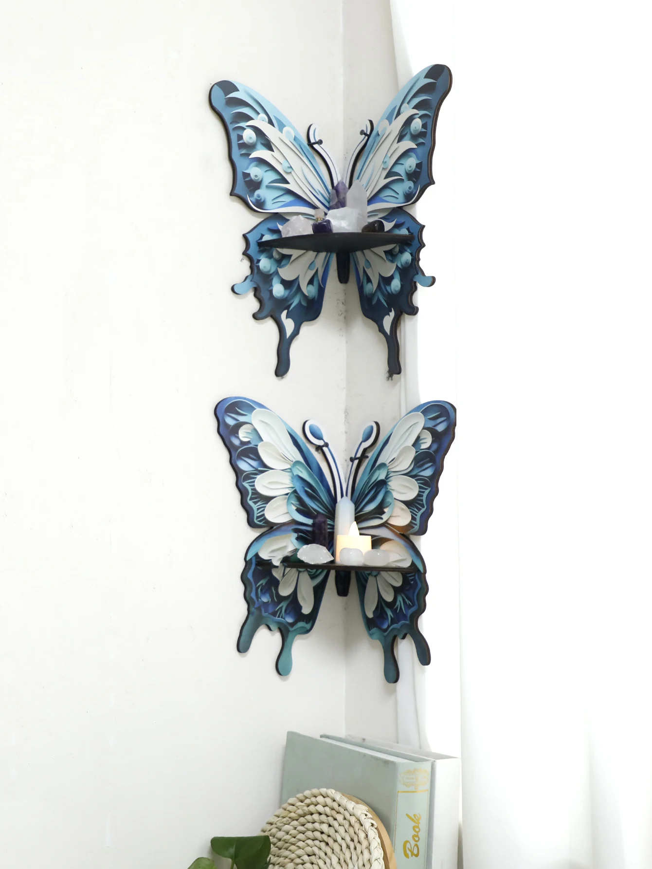 Home Essentials Bathroom Rack - Drei Farbe Schmetterling Kristall Regal Display