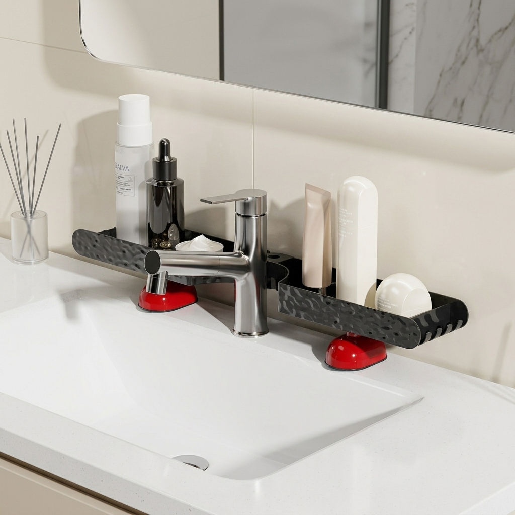 Home Essentials Bathroom Rack - Badezimmer-Organizer Kosmetik-Aufbewahrungsregal Breites Cremefarbenes Hohlregal mit