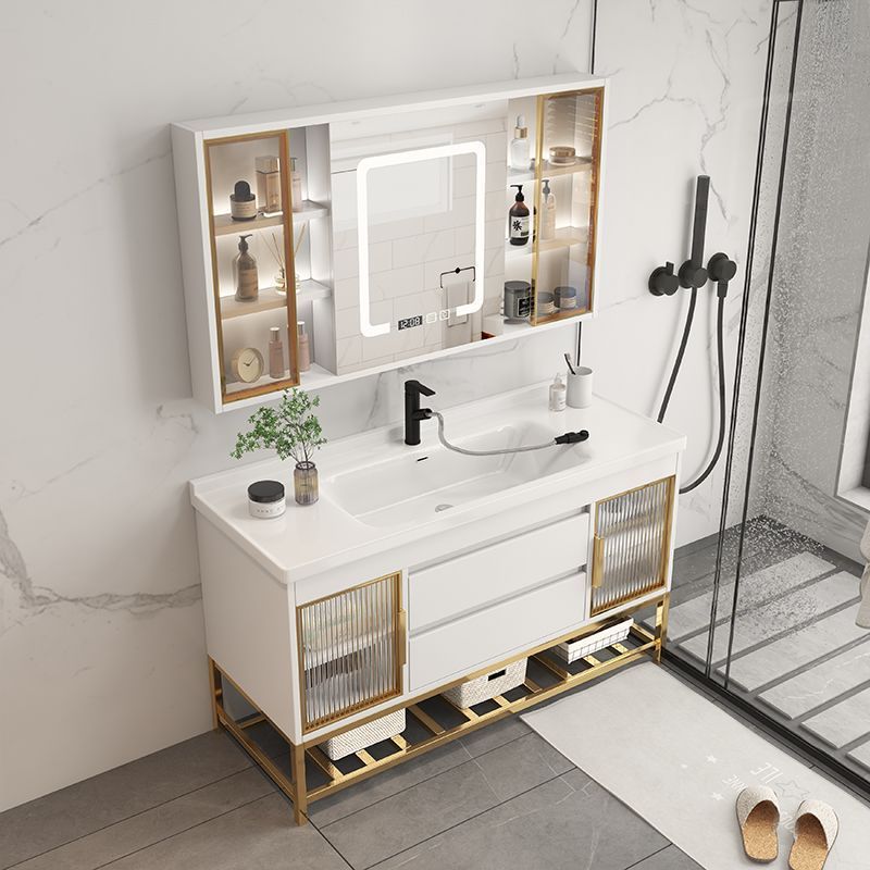 Home Bathroom Vanity - Badezimmer-Waschtischunterschränke mit integriertem Keramikwaschbecken, schlichter, moderner