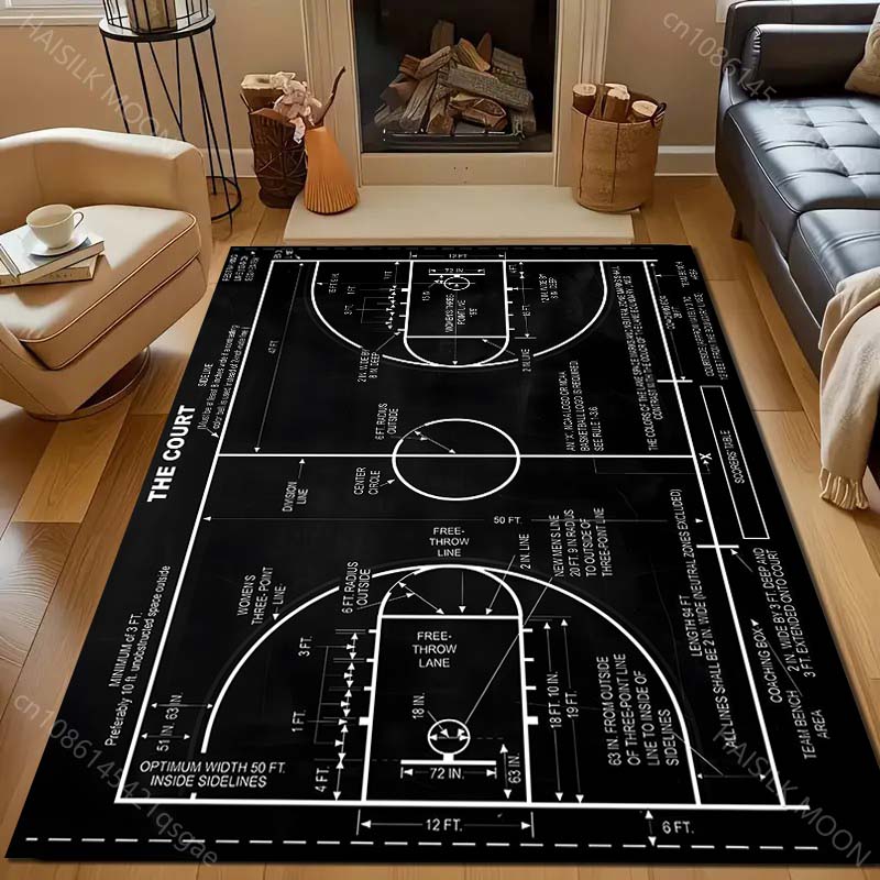 Home Bathroom Layout - Basketballplatz-Teppich in verschiedenen Größen für Wohnzimmer,