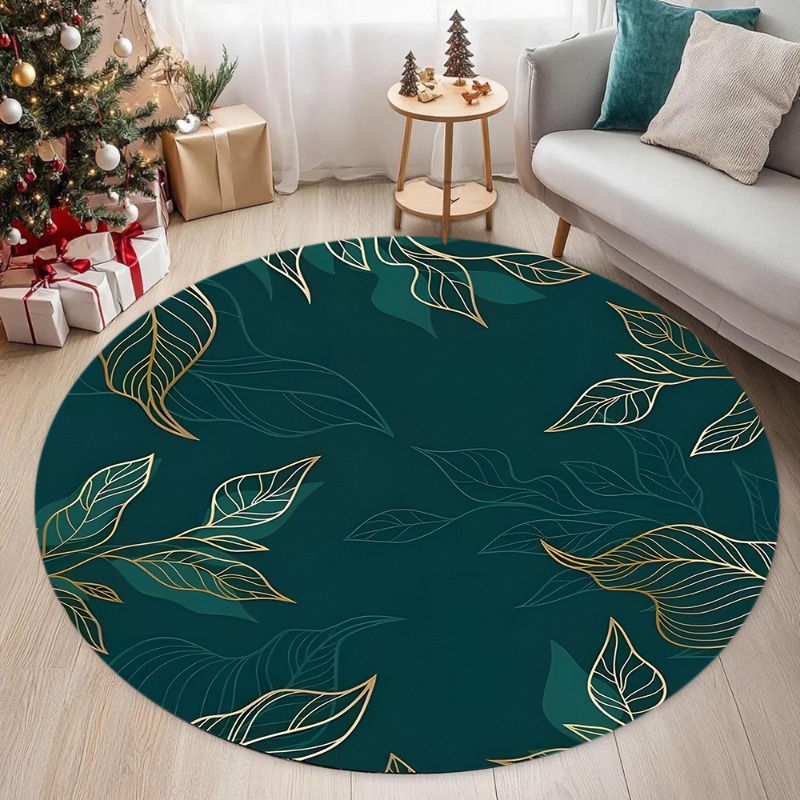 Home Bathroom Layout - Eleganter Türkisfarbener Teppich mit Goldblattmuster Ideal