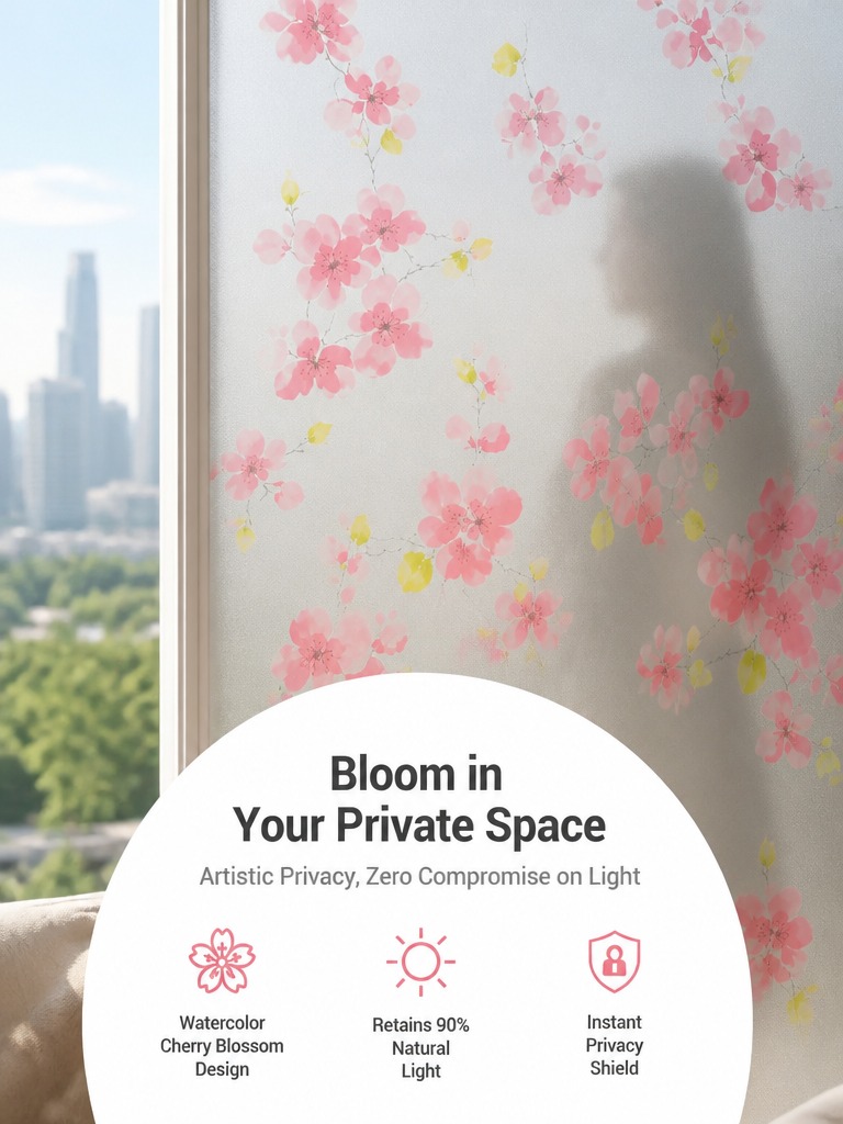 Home Bathroom Glass - Milchige Sichtschutzfolie für Fenster, lichtdurchlässig, ohne