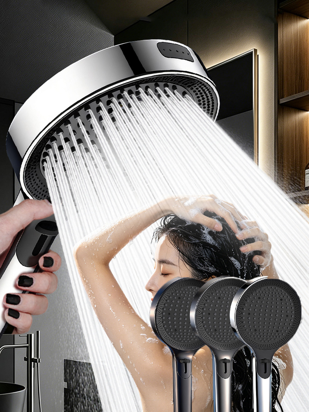 Home Bathroom Taps - Vierstufiger Hochdruck-Duschkopf mit 135mm großem Panel,