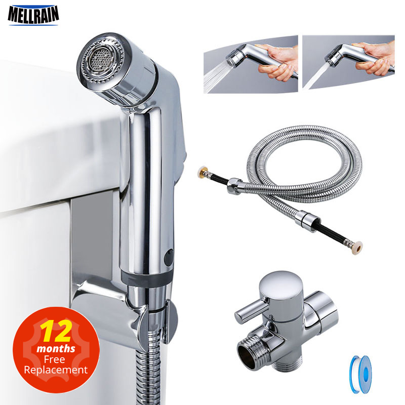Home Depot Bathroom Vanities - Zweifunktions-Toiletten-Handbidet-Armatur, Badezimmer-Bidet-Duschsprüher, Messing-T-Adapter, 1,2 m Schlauch,