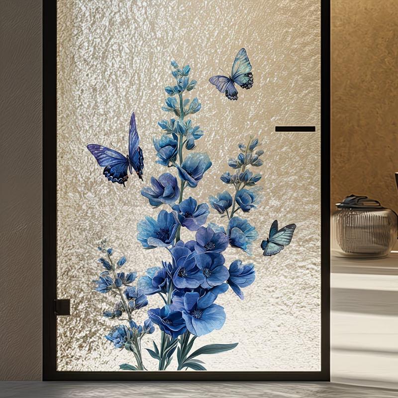 Home Bathroom Glass - Abnehmbare Rosen-Glasaufkleber für Badezimmertüren, selbstklebend, elegante