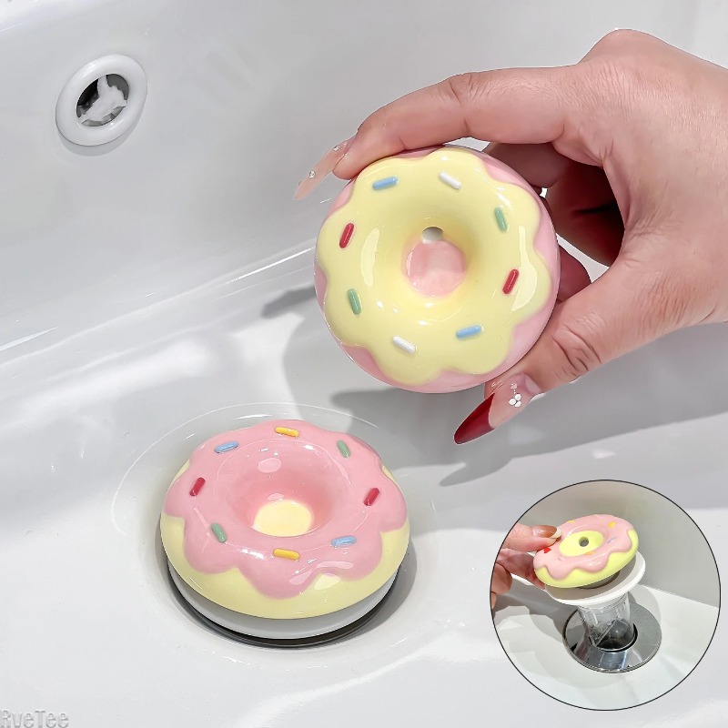 Home Hardware Bathroom Sinks - Niedliche Keramik-Donut-Abflussstopper für Waschbecken, Badezimmer-Duschsiebe, Heimdekor,