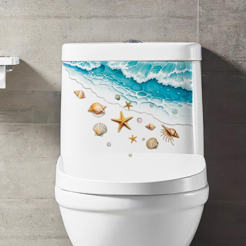 Home Bathroom Design - Toilettenaufkleber mit Meeresmotiv, wasserfest, selbstklebend, Muschel-