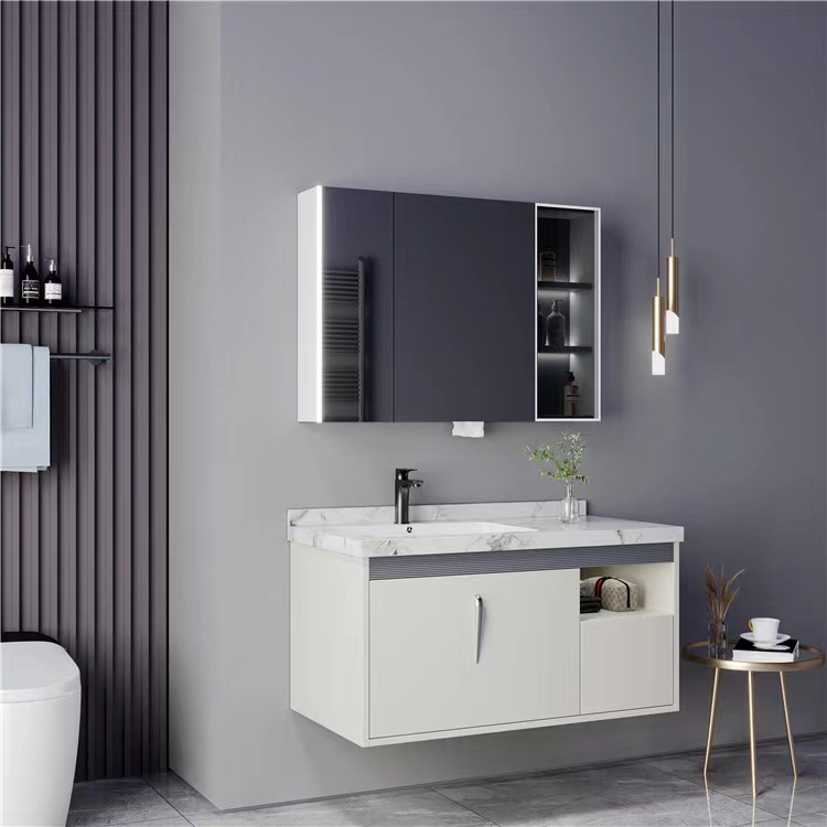 Home Bathroom Vanity - Badezimmerschrank Moderner, wandmontierter Waschtisch aus Kunststein