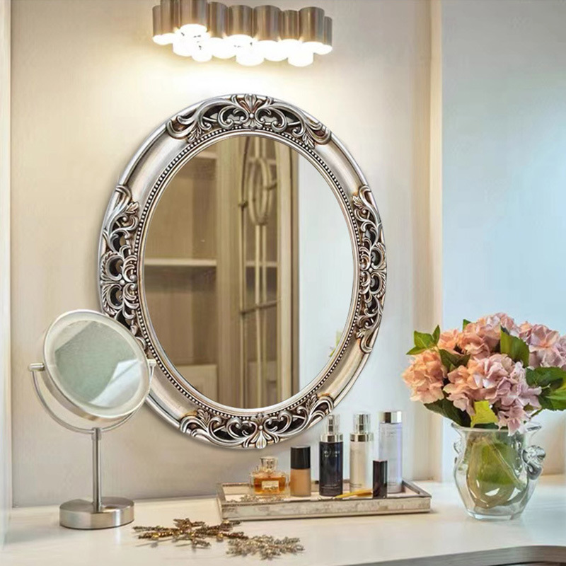 Home Bathroom Vanity - Europäischer Ovaler Hohlspiegel für Badezimmer, Wandmontierter