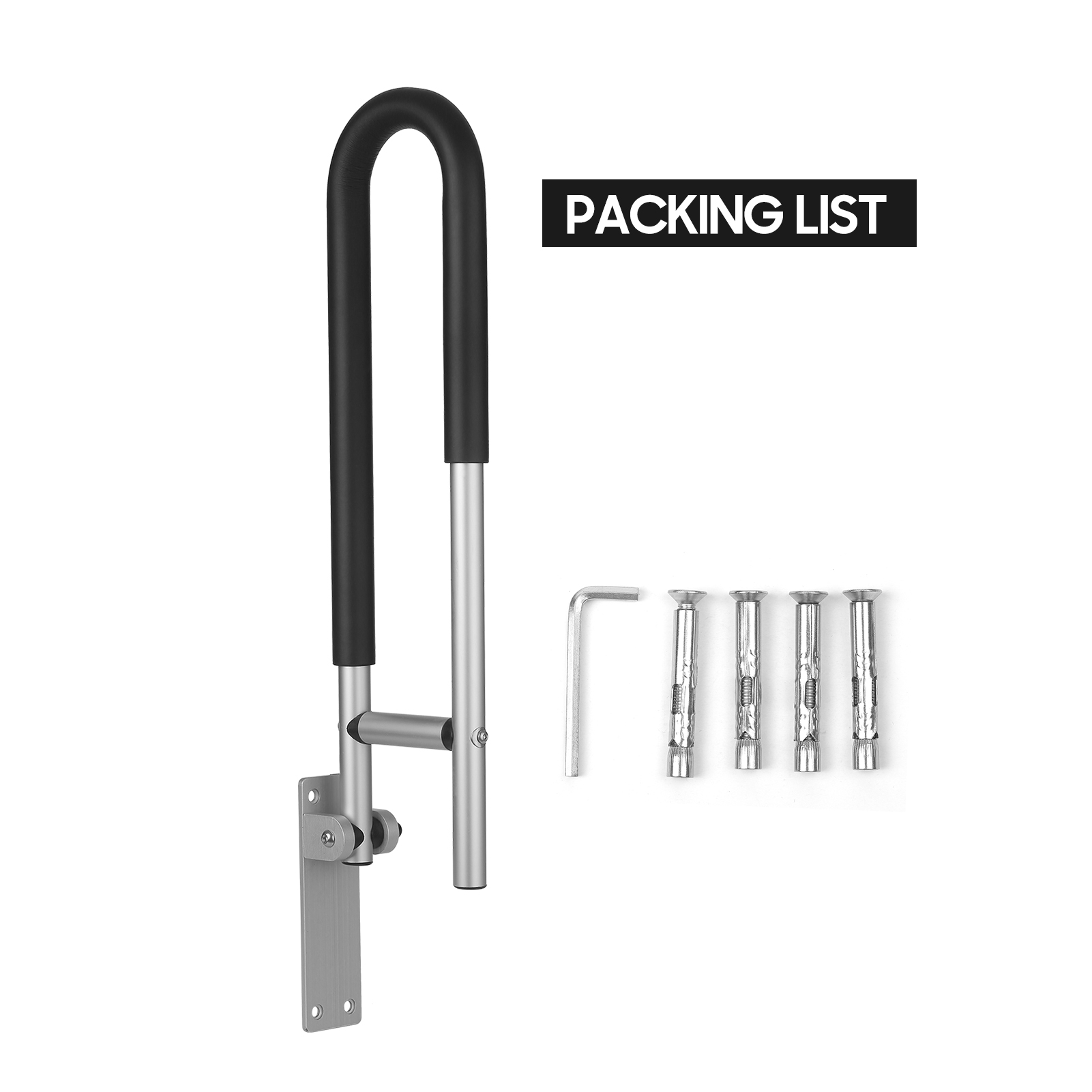 Home Bathroom Grab Bar - Handlauf für Toilette, Anti-Fall/Anti-Rutsch-Badezimmer-Handlauf, hochklappbarer Sicherheits-Handlauf,