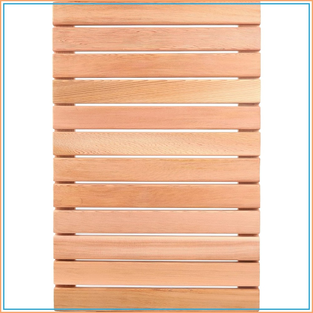 Non Slip Bath Mat - Natürliche Zedernholz-Duschmatte, Rutschfeste Badematte für Innen-/Außenbereich,