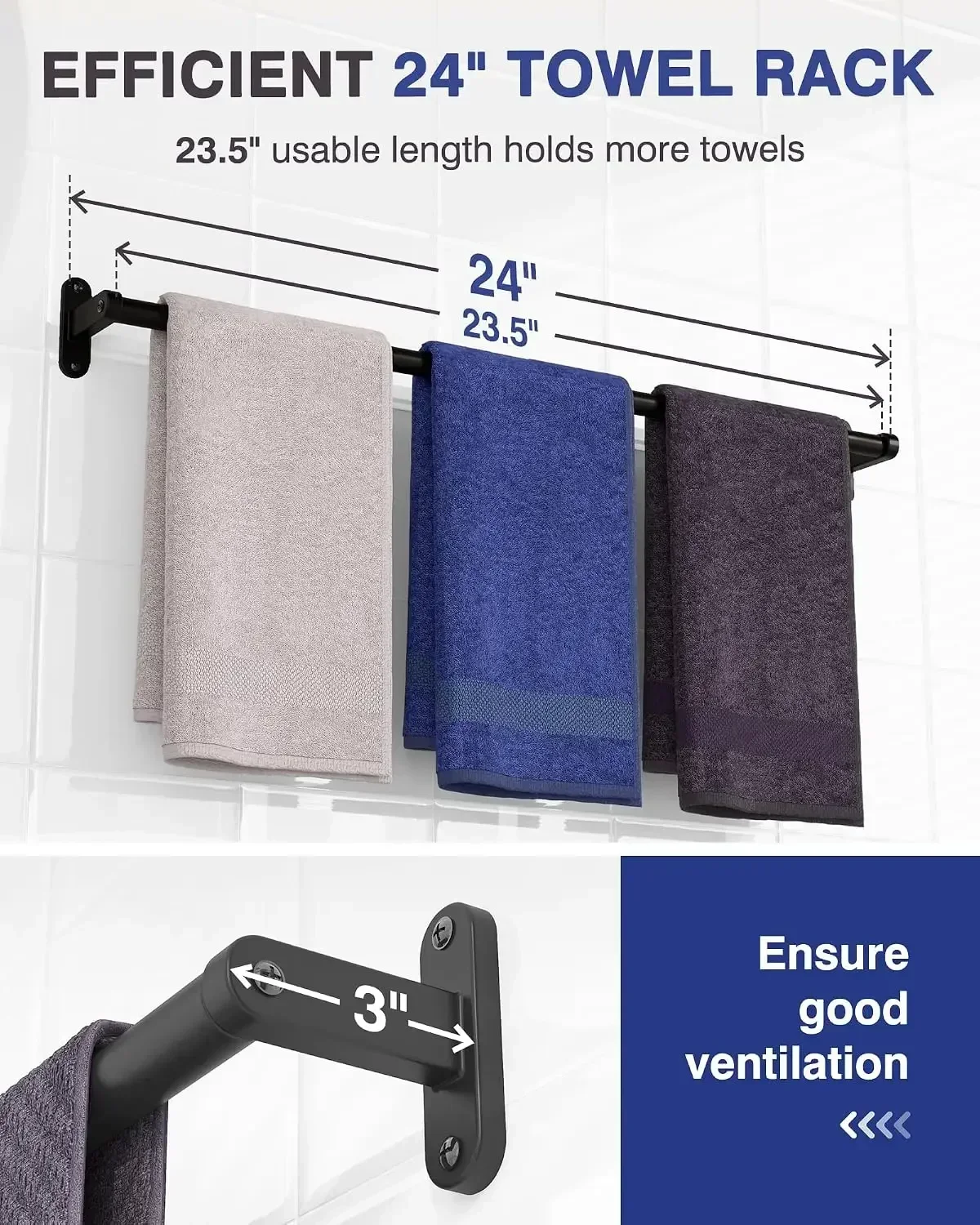 Mattschwarzer Handtuchhalter f – Home Essentials Bathroom Rack Bewertung und Preis