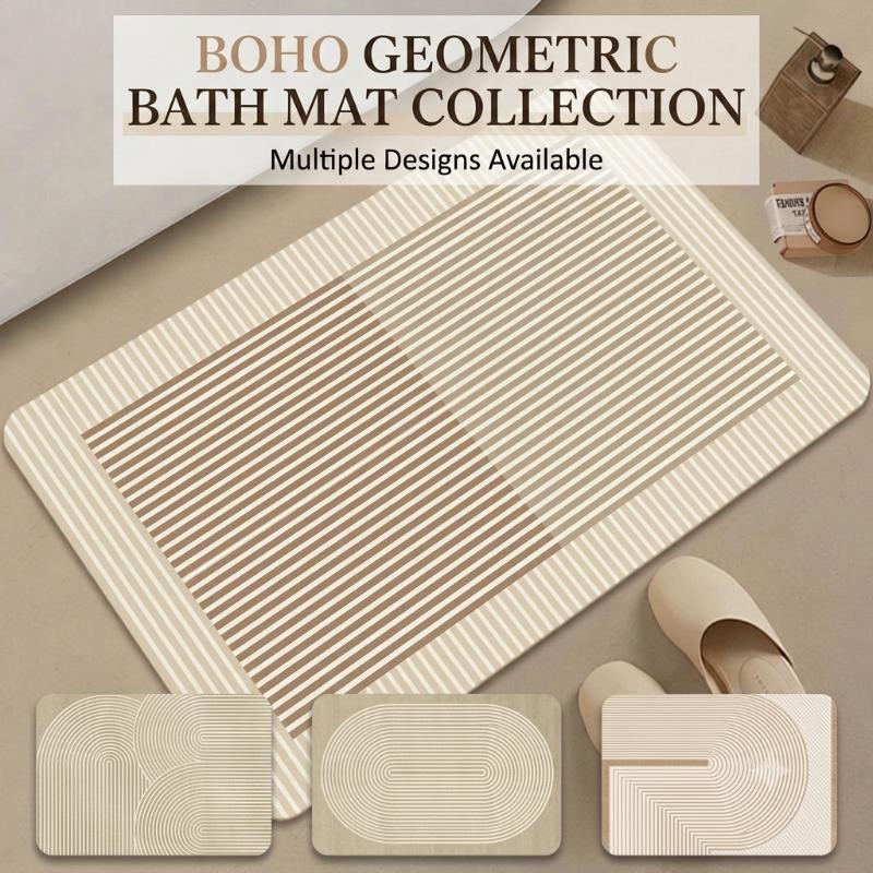 Beige Gestreifte Diatomeenerde – Non Slip Bath Mat Bewertung und Preis