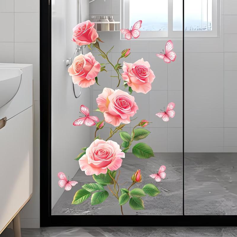 Abnehmbare Rosen-Glasaufkleber – Home Bathroom Glass Bewertung und Preis