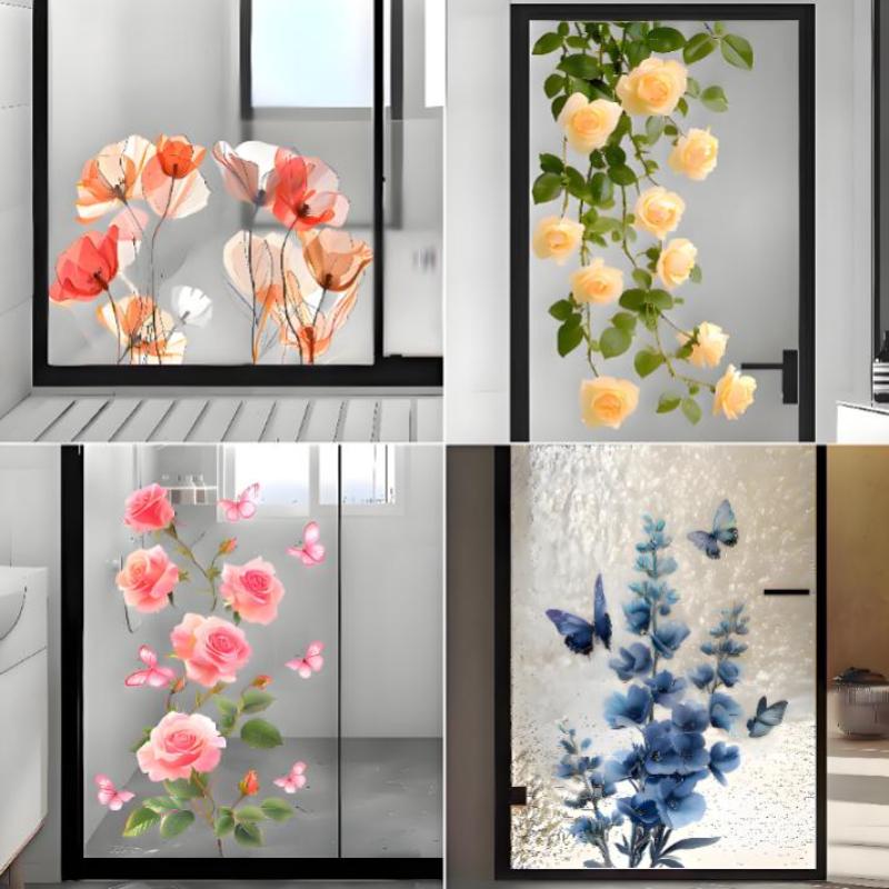 Abnehmbare Rosen-Glasaufkleber – Home Bathroom Glass Bewertung und Preis
