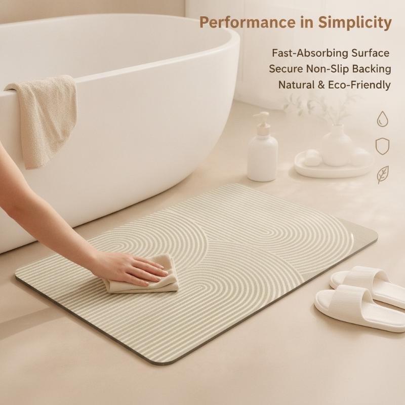 Beige gestreifte Diatomit-Bade – Non Slip Bath Mat Bewertung und Preis