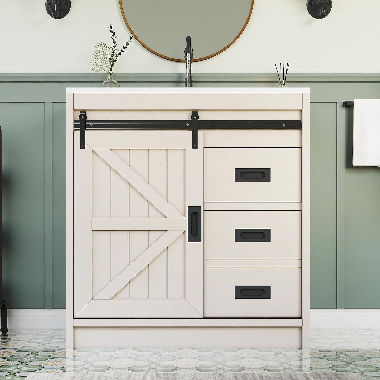 Großer Farmhouse-Badezimmersch – Home Bathroom Vanity Bewertung und Preis