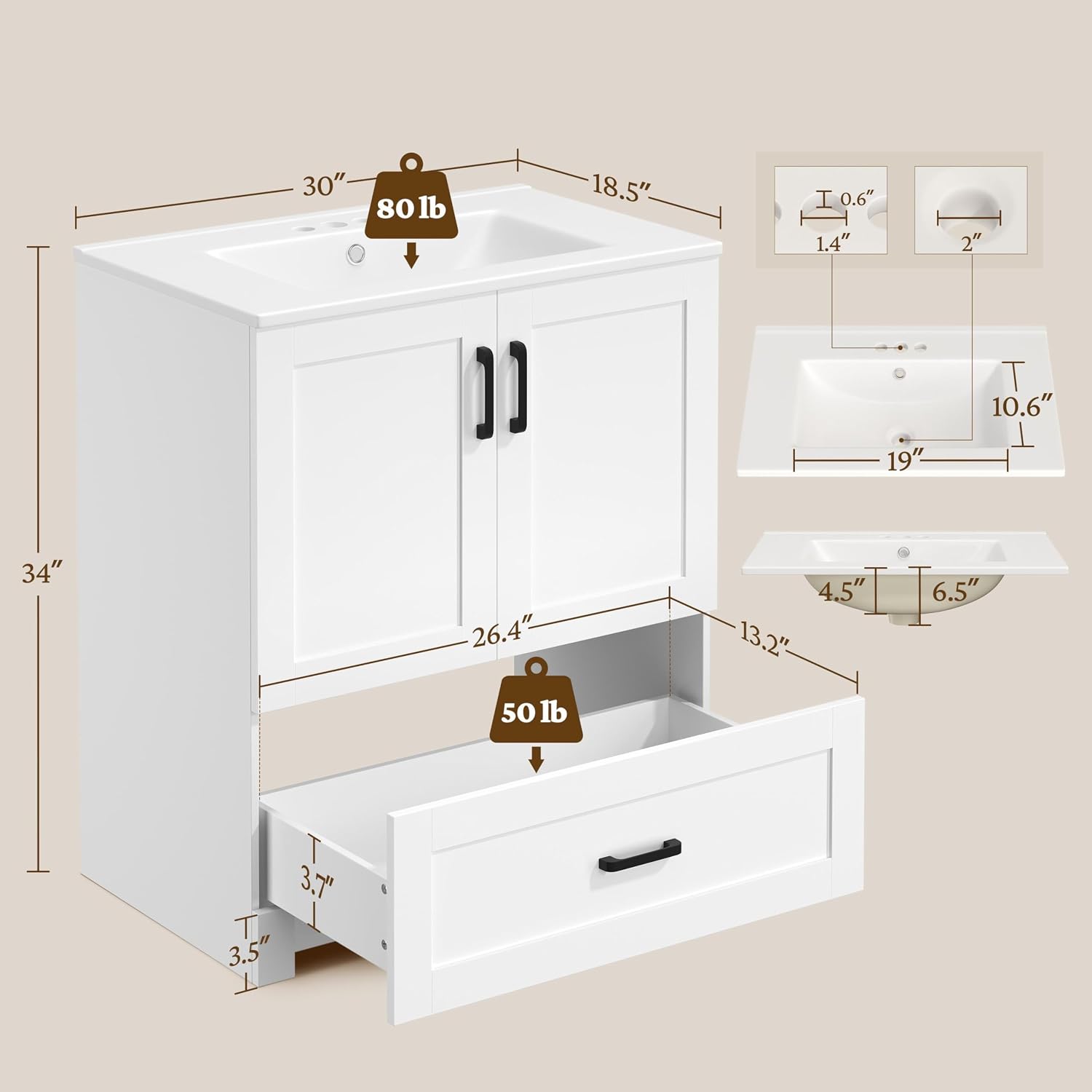 30-Zoll-Badezimmer-Waschtisch  – Home Bathroom Vanity Bewertung und Preis