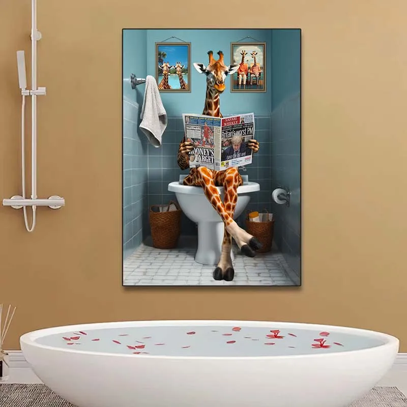 Lustige Tierwand kunst Poster  – Home Bathroom Pic Bewertung und Preis